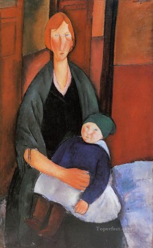 アメデオ・モディリアーニ Painting - 母性を持つ座る女性 1919年 アメデオ・モディリアーニ